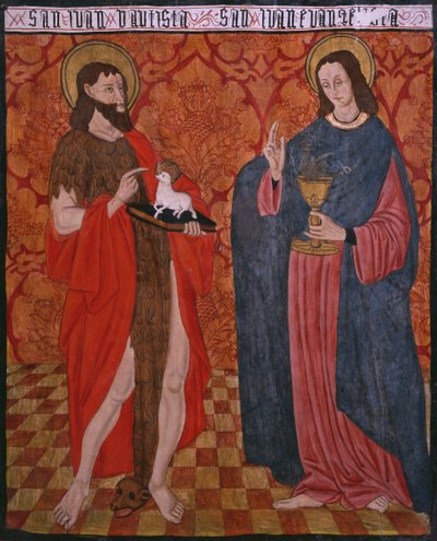 św. Jan Chrzciciel i św. Jan Ewangelista, tablica z kościoła San Andres z Tortury, koniec XV-pocz. XVI w. (drewno malowane) autorstwa Spanish School