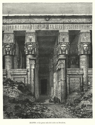 Świątynia Hathor, Dendera, Egipt (lito) autorstwa Spanish School