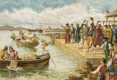 Boston Tea Party, 1773 autorstwa Spanish School