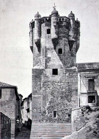Wieża posiadacza kluczy, zbudowana ok. 1480 r. w Plazuela de Menores w Salamance autorstwa Spanish School
