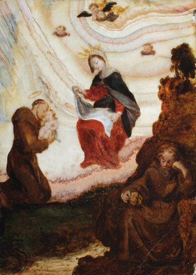 Madonna z Dzieciątkiem ukazująca się świętemu Franciszkowi (olej) autorstwa Spanish School