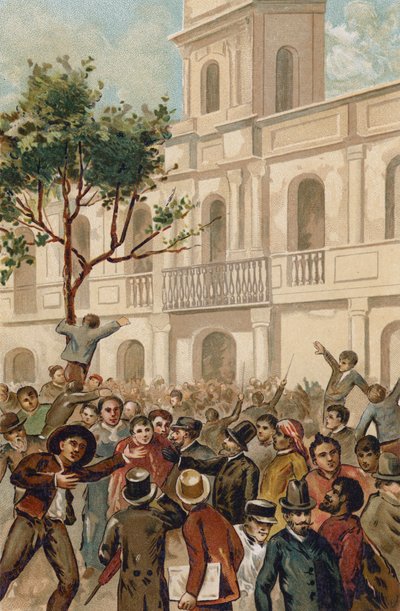 Powstanie przeciwko prezydentowi Argentyny Juarezowi Celmanowi, Buenos Aires, 1890 autorstwa Spanish School