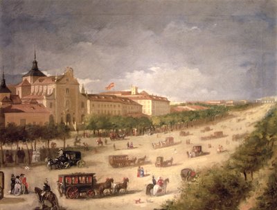 Widok na Calle de Alcala, Madryt (olej na płótnie) autorstwa Spanish School