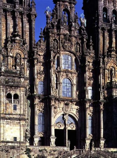 Widok na front zachodni (Fachada del Obradoiro) zaprojektowany przez Fernando Casas y Novoa autorstwa Spanish School