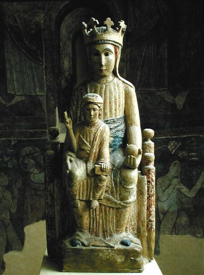 Dziewica z Dzieciątkiem, Szkoła Katalońska, ok. 1200 (kamień polichromowany) autorstwa Spanish School