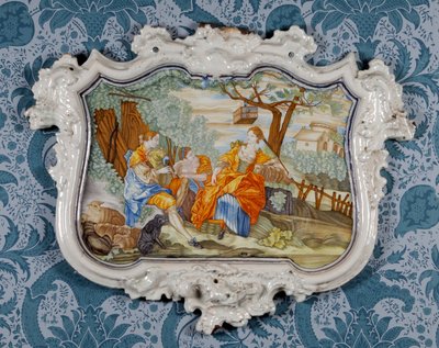 Tablica ścienna, Fabryka Ceramiki Alcora, ok. 1750 (naczynia gliniane szkliwione cyną) autorstwa Spanish School
