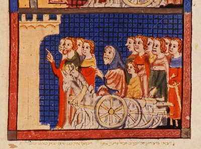 f.14r Wypędzenie, Katalonia, z sarajewskiej Hagady autorstwa Spanish School