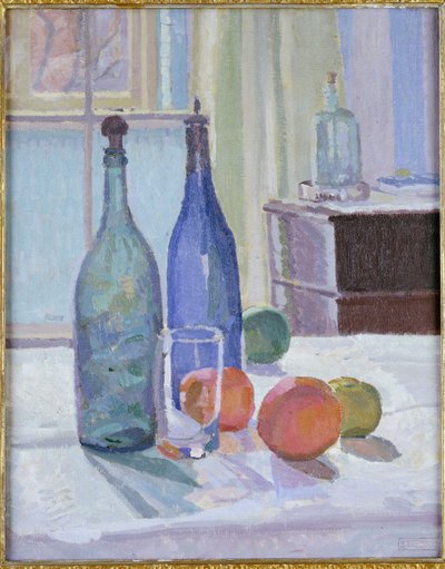Niebieskie i zielone butelki i pomarańcze autorstwa Spencer Frederick Gore