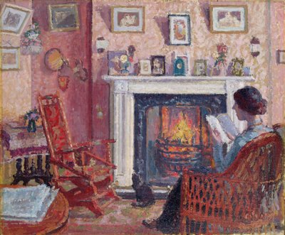 Wnętrze, 31 Mornington Crescent (olej na płótnie) autorstwa Spencer Frederick Gore