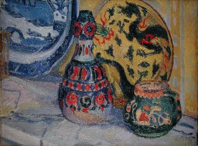 Martwa natura z postaciami orientalnymi autorstwa Spencer Frederick Gore