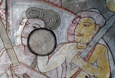 Fresk przedstawiający armię towarzyszącą królowi Cejlonu, Złota Świątynia Dambulla (wpisane na Listę Światowego Dziedzictwa UNESCO) autorstwa Sri Lankan School