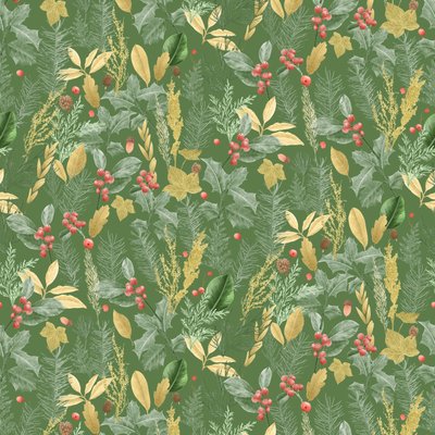Holiday holly pattern tumma, 2021 (grafiittikynä & digitaalinen) kiillotusaine autorstwa Stacy Hsu