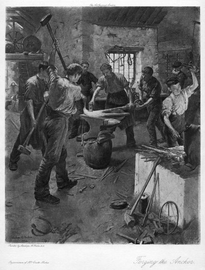Kucie kotwicy, XX wiek. autorstwa Elizabeth Adela Stanhope Forbes