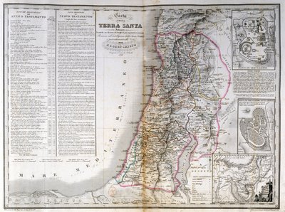 Mapa Palestyny pokazująca również granice każdego plemienia. A. Stucchi autorstwa Stanislao Stucchi