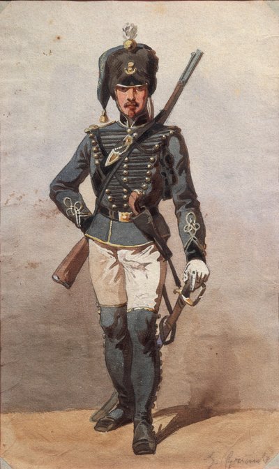 Studium mundurów, Rys. Stanislao Grimaldi del Poggetto autorstwa Stanislas Grimaldi del Poggetto