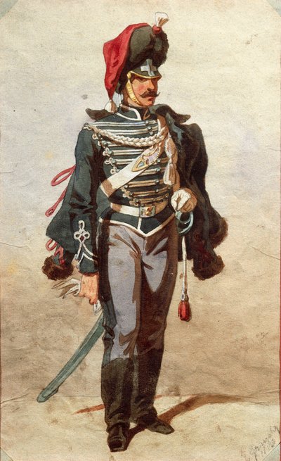 Studium mundurów, Rys. Stanislao Grimaldi del Poggetto autorstwa Stanislas Grimaldi del Poggetto