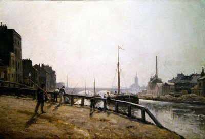Scena w kanale (olej na płótnie) autorstwa Stanislas Victor Edouard Lepine