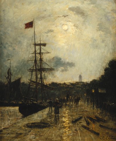 nabrzeże w Caen; Quai a Caen, autorstwa Stanislas Victor Edouard Lepine