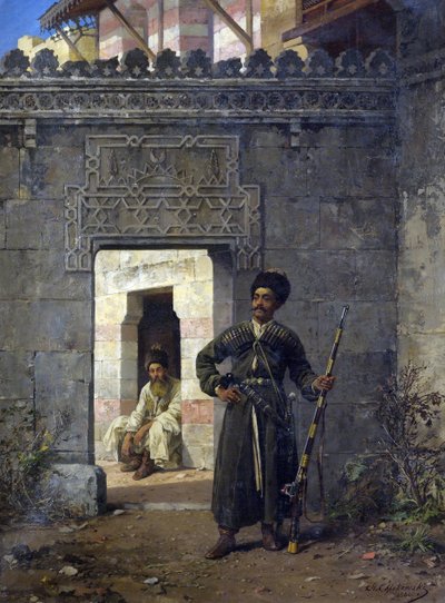 ""Les gardes tcherkesses"" (Gwardia czerkieska) peinture de Stanislav Khlebovsky (Khlebovski) (1835-1884) - 1880 - Olej na płótnie wym. 55,5x41,2 cm Kolekcja prywatna autorstwa Stanislaus von Chlebowski