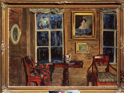 W starym domu. Malarstwo Stanisława Julianowicza Żukowskiego (Żukowski) (1873-1944), olej na płótnie autorstwa Stanislav Joulianovitch Joukovski