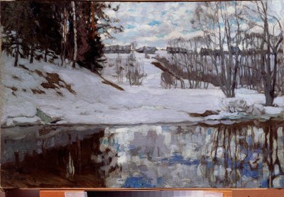 Rzeka uwolniona od lodu. Malarstwo Stanisława Julianowicza Żukowskiego (Żukowski) (1873-1944), olej na płótnie autorstwa Stanislav Joulianovitch Joukovski