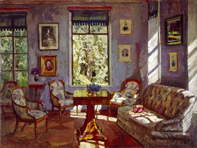 Salon w dworku Rozhdestveno, 1916 autorstwa Stanislav Julianovic Zukovskij