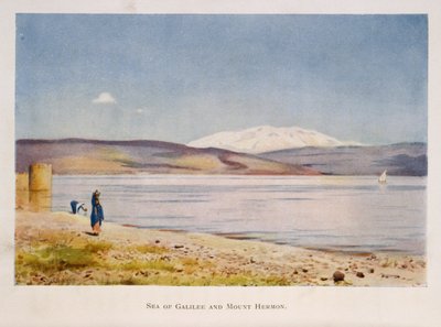 Morze Galilejskie w kierunku góry Hermon (w Syrii), Palestyna 1906 autorstwa Stanley Inchbold
