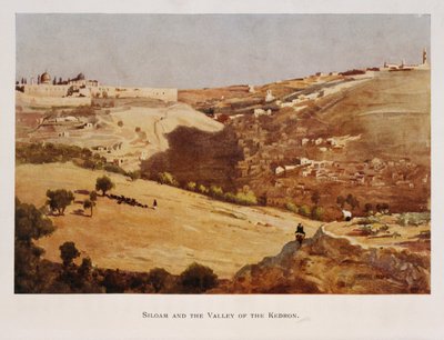 Akwarela Stanleya Inchbolda przedstawiająca Dolinę Cedronu, Jerozolima, Palestyna 1906 autorstwa Stanley Inchbold