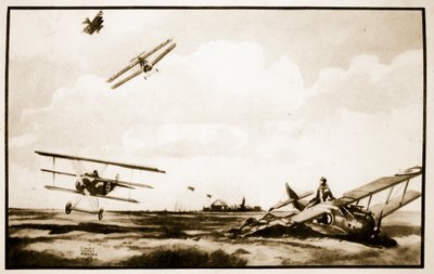Śmierć Richthofena, ilustracja z „Latających wspomnień” Johna Hamiltona autorstwa Stanley Orton Bradshaw