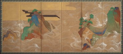 Fale w Matsushima, XVII wiek. autorstwa Sôtatsu