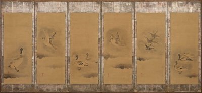 Dzikie gęsi, okres Momoyama lub Edo, 1568-1615. autorstwa Sôtatsu