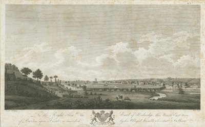 Burton-upon-Trent Bridge and Town: grawerowanie, 1779 autorstwa Stebbing Shaw