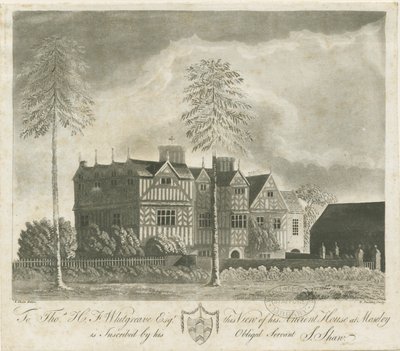 Bushbury - Moseley Old Hall: grawerowanie akwatinty i [XVIII wiek] autorstwa Stebbing Shaw