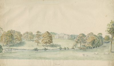 Canwell Hall: rysunek ołówkiem barwionym, bd [1762-1802]] autorstwa Stebbing Shaw