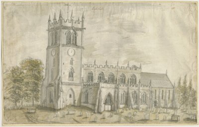 Kościół Eccleshall: malarstwo akwarelowe, bd [1762-1802] autorstwa Stebbing Shaw