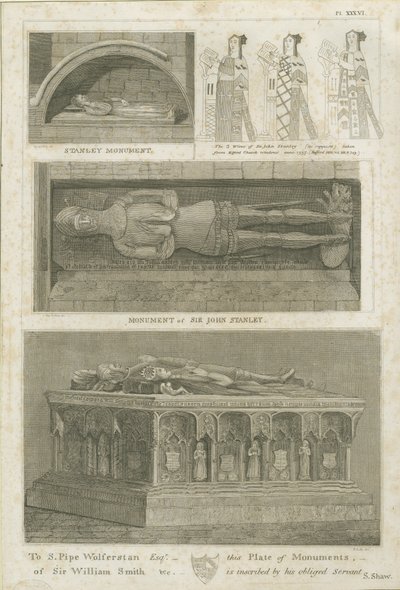 Elford Church - „Pomnik Stanleya”: grawerowanie i [?XIX wiek] (druk) autorstwa Stebbing Shaw