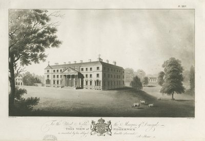 Fisherwick Hall: rycina akwatinta, bd [ok. 1797] (druk) autorstwa Stebbing Shaw
