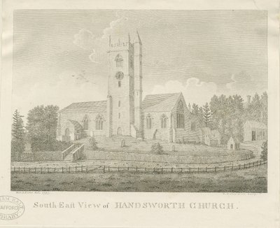Kościół Handsworth: grawerowanie autorstwa Stebbing Shaw
