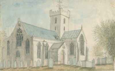 Kościół Leigh: malarstwo akwarelowe i [ok. 1795] autorstwa Stebbing Shaw