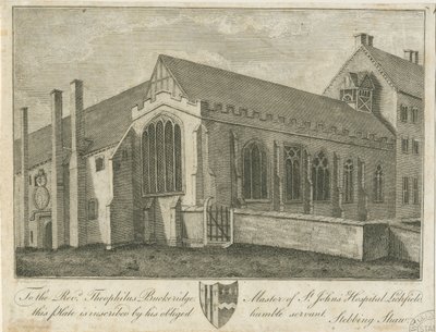 Lichfield - Szpital i kaplica św. Jana: grawerowanie, nd [1762-1798] (druk) autorstwa Stebbing Shaw