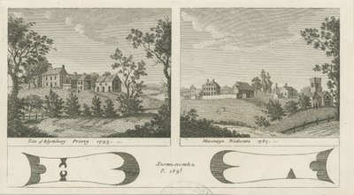 Mavesyn Ridware - Miejsce klasztoru Blythbury: grawerowanie, 1795 autorstwa Stebbing Shaw