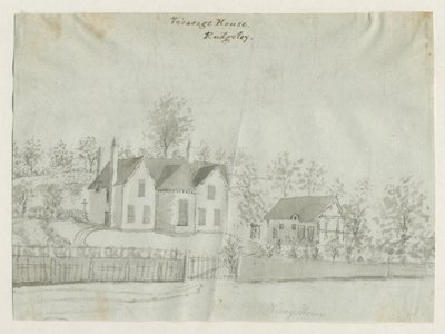 Rugeley Town - Plebania: rysunek w kolorze sepii, nd [1762-1802] (rysunek) autorstwa Stebbing Shaw