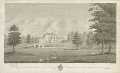 Somerford Hall: grawerowanie i [koniec XVIII wieku] (druk) autorstwa Stebbing Shaw