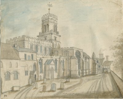 Stafford - Kościół Mariacki: malarstwo akwarela i [ok. 1790] (malarstwo) autorstwa Stebbing Shaw