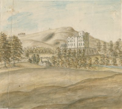 Zamek Stourton: malarstwo akwarelowe, bd [1762-1798] autorstwa Stebbing Shaw