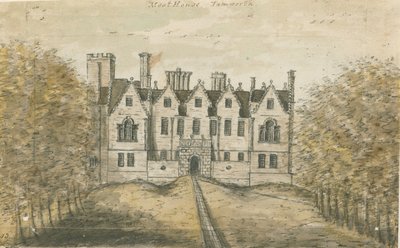 Tamworth - Dom z fosą: malarstwo akwarelowe, bd [1762-1802] autorstwa Stebbing Shaw