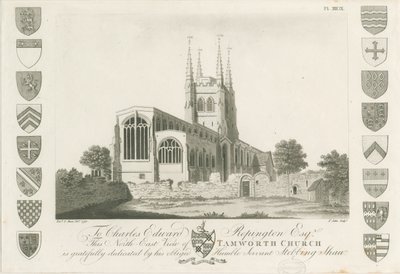 Kościół Tamworth: grawerunek akwatinty, 1792 autorstwa Stebbing Shaw