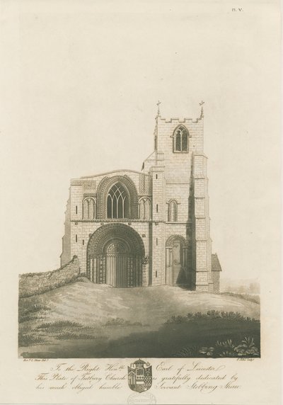 Tutbury Priory Church: grawerowanie akwatinty, nd [ok. 1798] (druk) autorstwa Stebbing Shaw