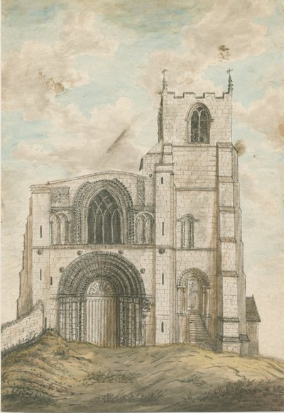 Tutbury Priory Church: malowanie akwarelą, bd [1762-1802] autorstwa Stebbing Shaw