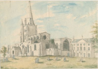 Kościół w Uttoxeter [stary]: malarstwo akwarelowe, bd [1794] autorstwa Stebbing Shaw